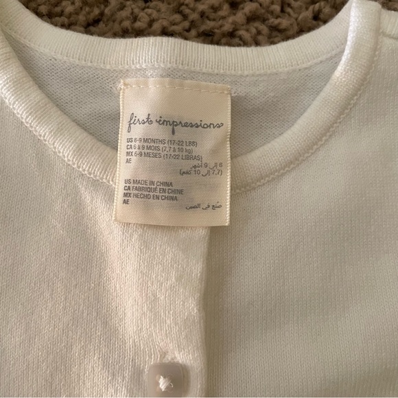 FIRST IMPRESSIONS ~ IVORY WHITE BABY SWEATER - Picture 2 of 6
